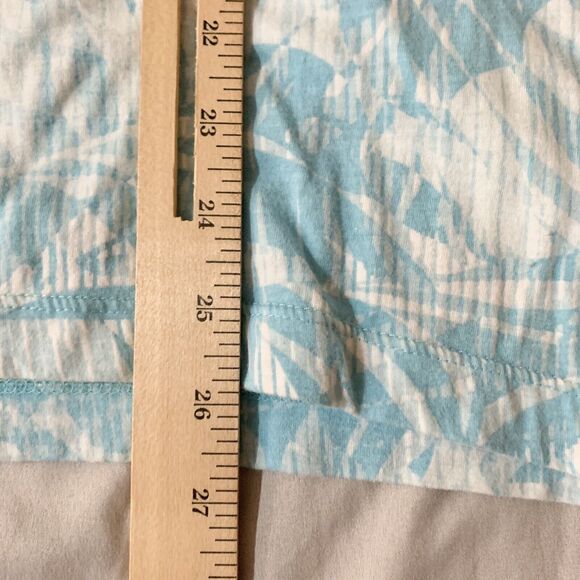 Chico's Blouse Sz 0 (Small) Aqua Blue Floral Tunic Soft Asymmetrical Beachy - Picture 11 of 15